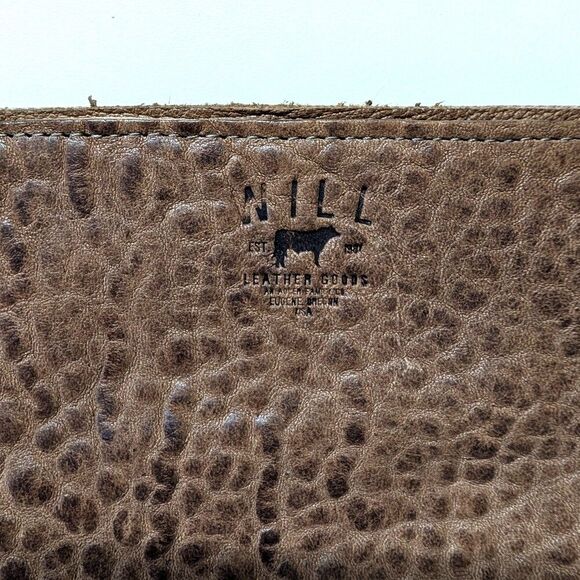 Will Leather Goods Zip Around Large Bifold Clutch Wallet Wristlet Brown - Picture 3 of 8